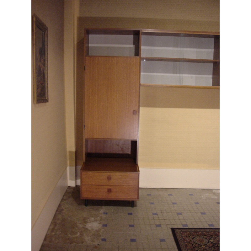 Brown bookcase in teak produced by BEHR - 1960s