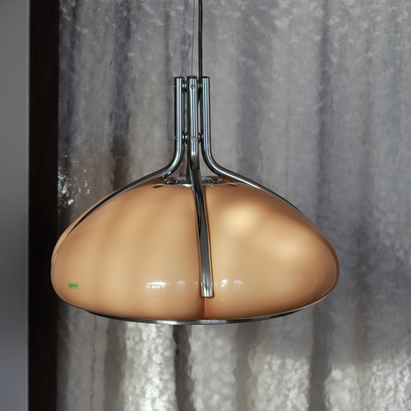 Vintage quadrofoglio pendant lamp in acrylic and chrome by Gae Aulenti for Harvey Guzzini, Italy 1970s