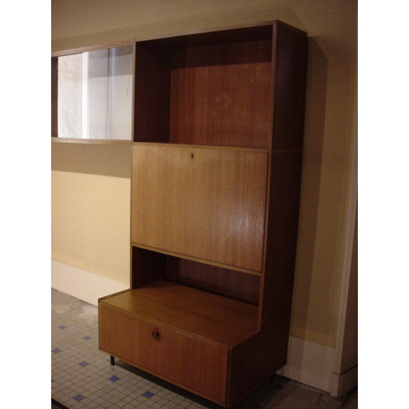 Brown bookcase in teak produced by BEHR - 1960s