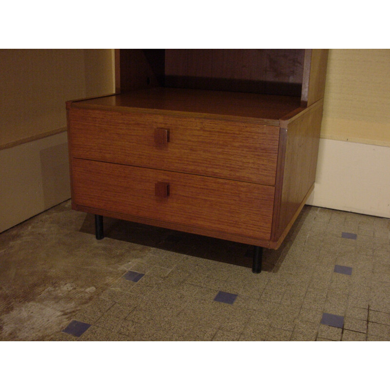 Brown bookcase in teak produced by BEHR - 1960s