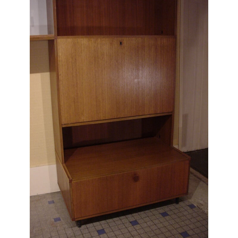 Brown bookcase in teak produced by BEHR - 1960s