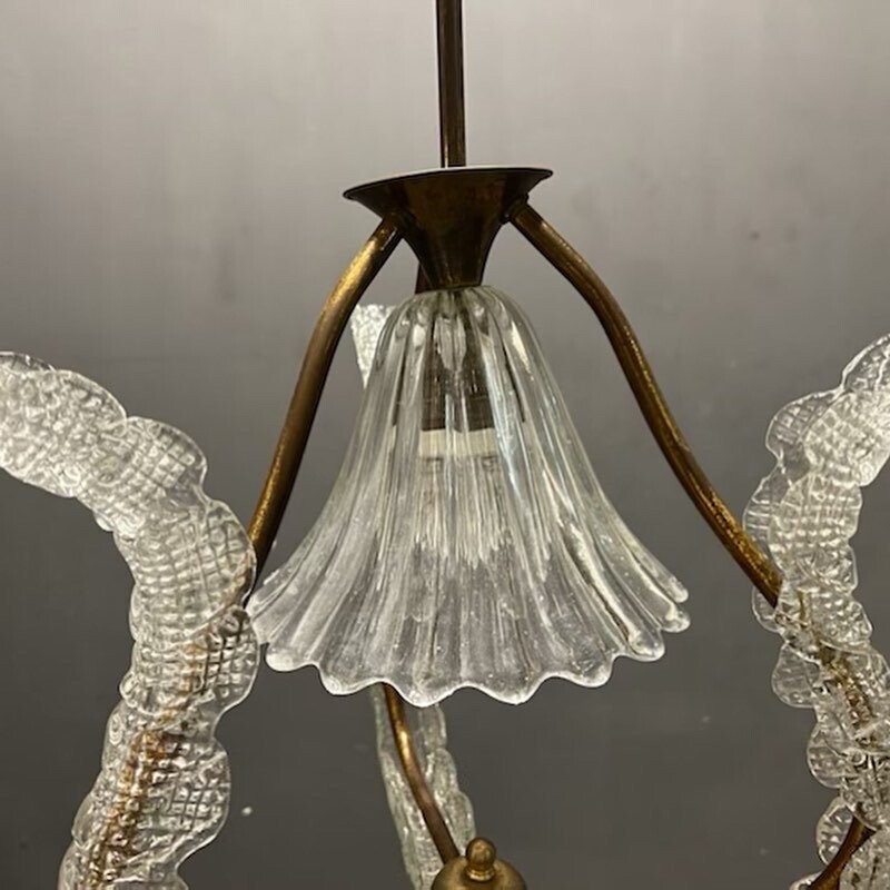 Vintage Barovier Italian Murano glass pendant lamp by Ercole Barovier, 1940s