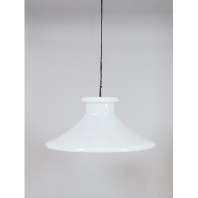 Vintage white glass suspension for Orrefors, Sweden 1970