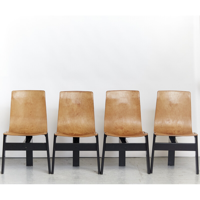 Set of 4 vintage chairs by Angelo Mangiarotti for Skipper, 1970s