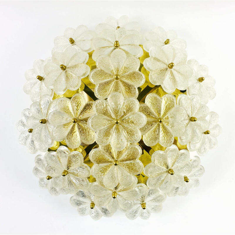 Mid-century Floral ceiling lamp in Murano glass by Ernst Palme, Germany 1970s