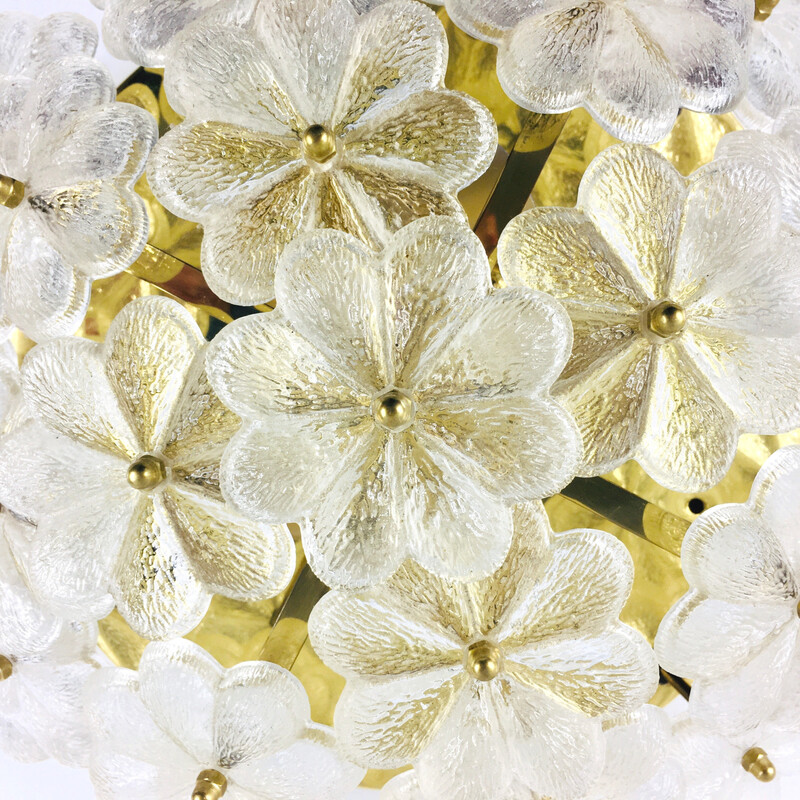Florale Deckenleuchte aus Muranoglas von Ernst Palme, Deutschland 1970er Jahre