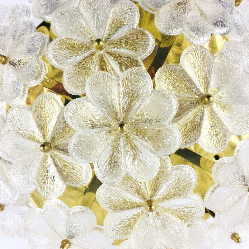 Mid-century Floral ceiling lamp in Murano glass by Ernst Palme, Germany 1970s