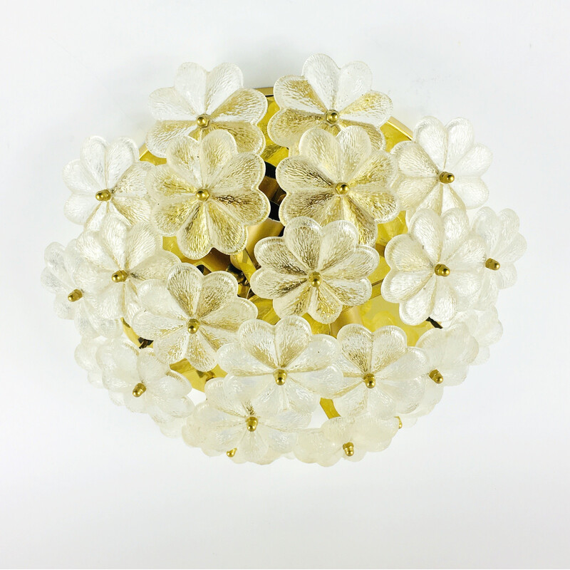 Mid-century Floral ceiling lamp in Murano glass by Ernst Palme, Germany 1970s