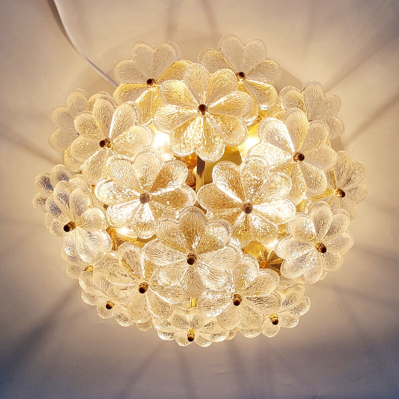 Mid-century Floral ceiling lamp in Murano glass by Ernst Palme, Germany 1970s