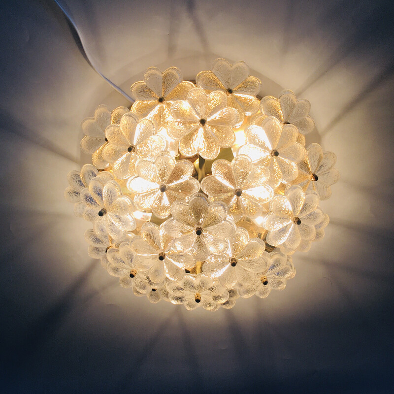 Lámpara de techo Floral de mediados de siglo en cristal de Murano de Ernst Palme, Alemania años 70