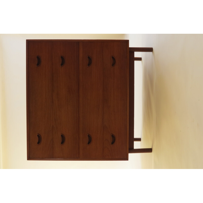 Brown chest of drawers in teak model number 307, Peter Hvidt - 1960s