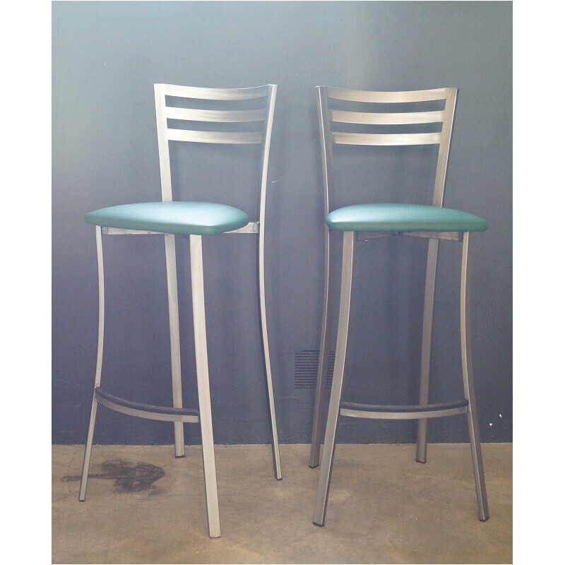 Pair of vintage steel bar stools, 1980s