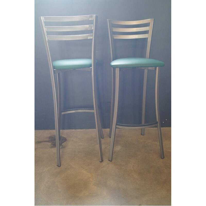 Pair of vintage steel bar stools, 1980s