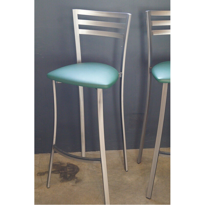 Pair of vintage steel bar stools, 1980s