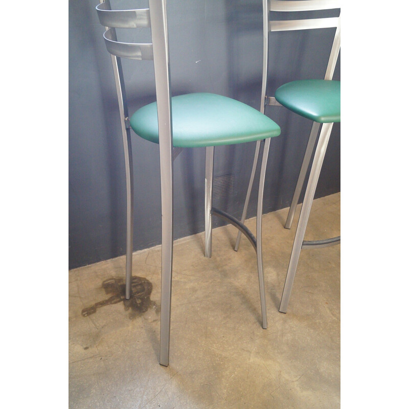 Pair of vintage steel bar stools, 1980s