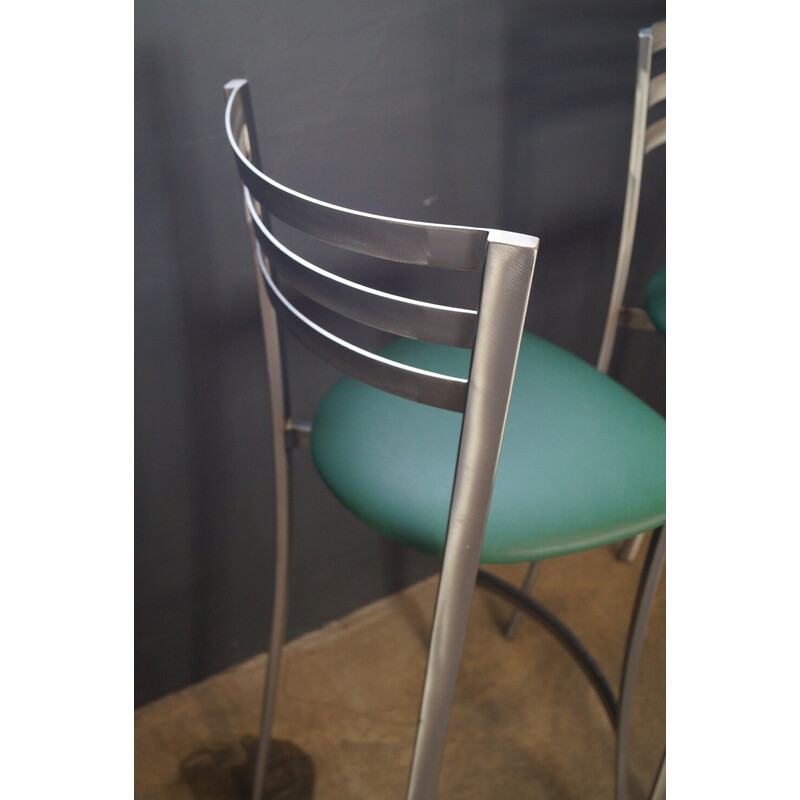 Pair of vintage steel bar stools, 1980s