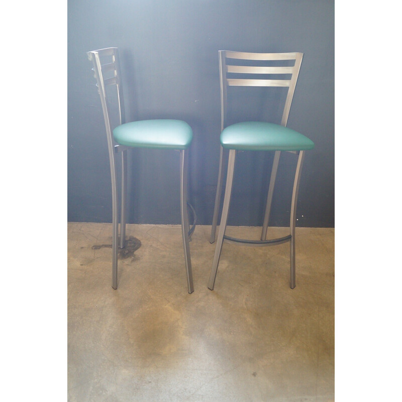 Pair of vintage steel bar stools, 1980s