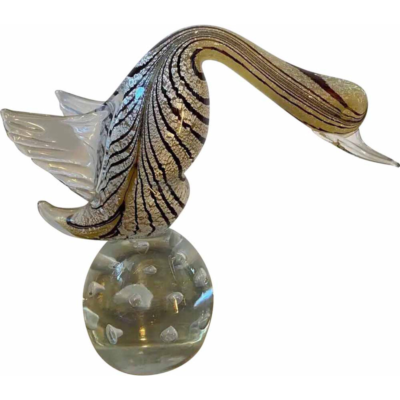 Escultura vintage de cristal de Murano para pájaros, Italia años 70