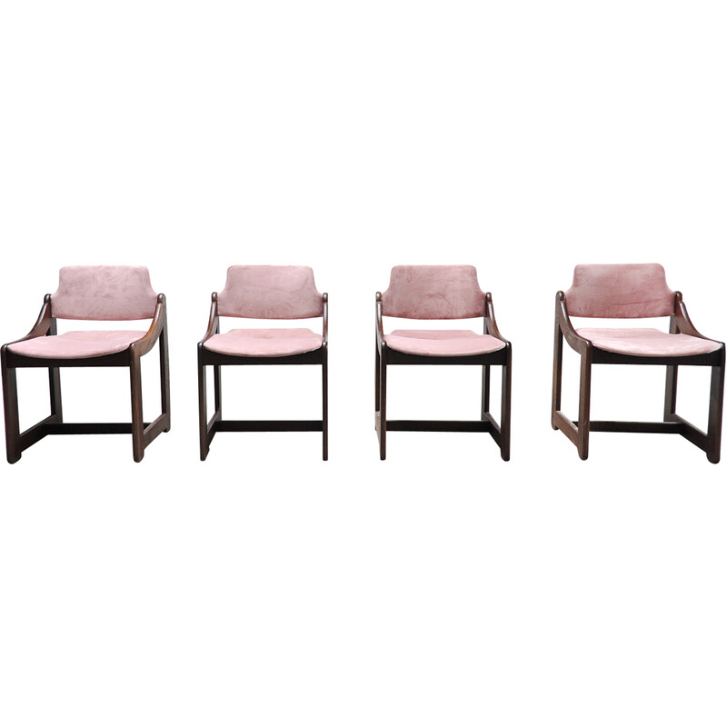 Ensemble de 4 chaises - velours rose