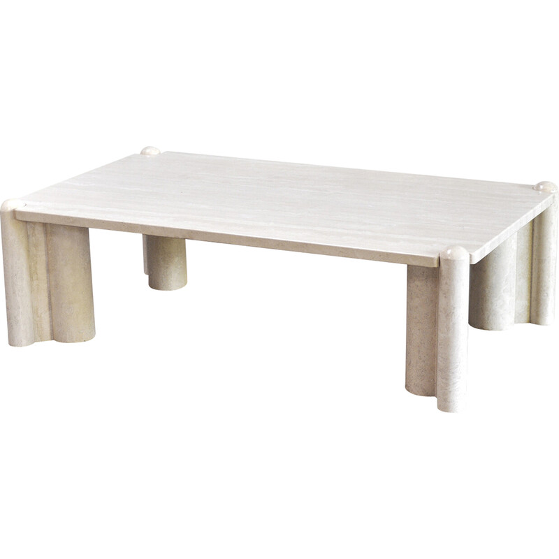 Vintage Jumbo coffee table in travertine by Gae Aulenti for Knoll, Italy 1965s