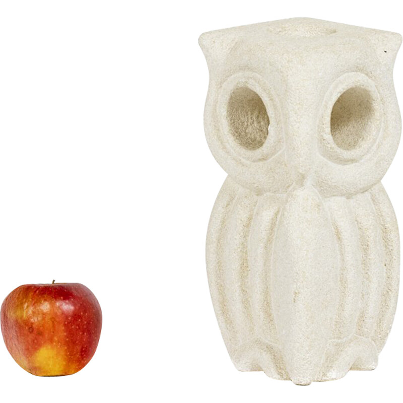 Vintage owl lamp in natural stone by Albert Tormos, 1960s