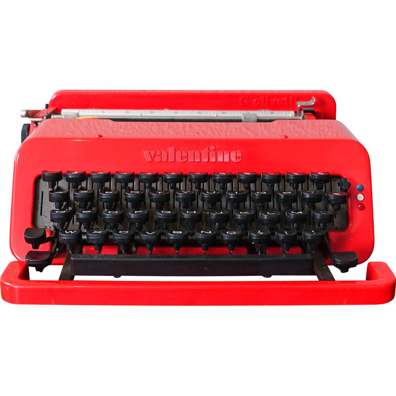 Alte rote Valentine-Schreibmaschine von Ettore Sottsass und Perry King für Olivetti Synthesis, 1970er Jahre