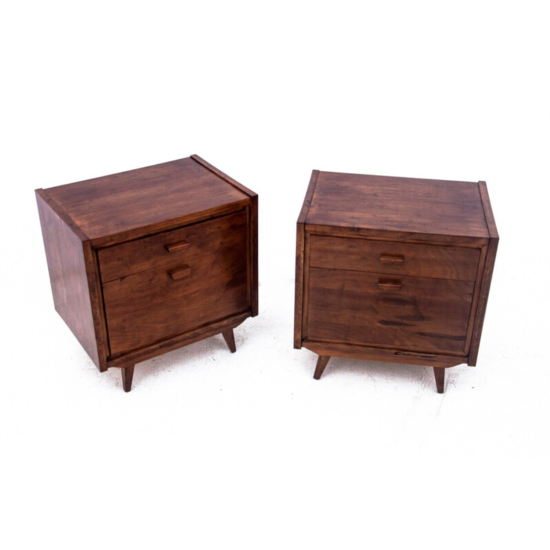 Pair of vintage Art Deco night stands, Poland 1950s