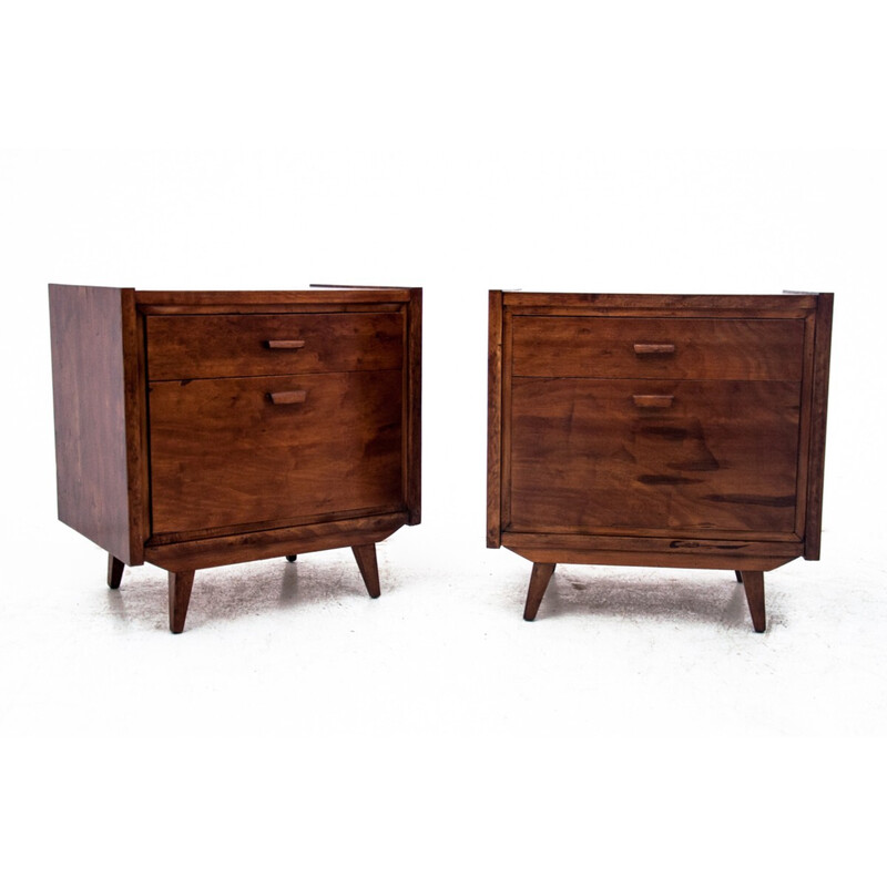 Pair of vintage Art Deco night stands, Poland 1950s