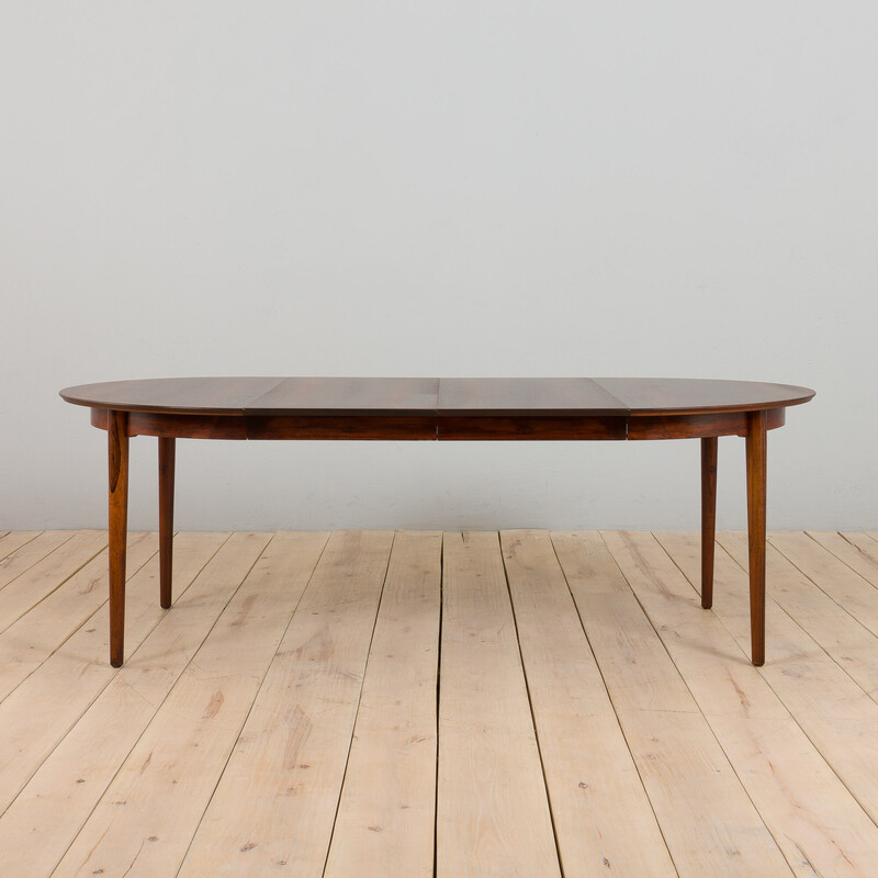 Vintage extendable round rosewood dining table by Arne Vodder, Denmark 1960s