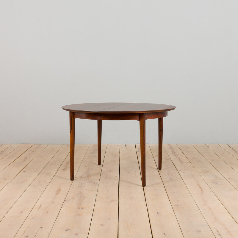 Mesa de comedor redonda extensible de palisandro de Arne Vodder, Dinamarca, años 60