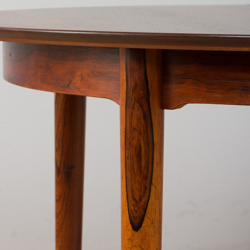 Vintage extendable round rosewood dining table by Arne Vodder, Denmark 1960s