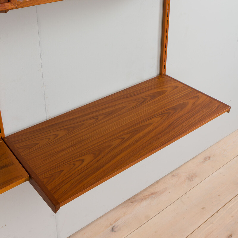 Vintage teak and linen wall unit by Kai Kristiansen for Fm Mobler, Denmark 1960s