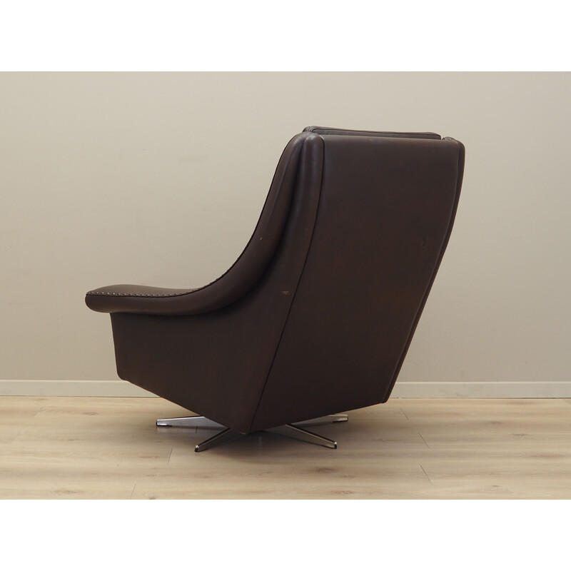 Cadeira de braços giratória em couro vintage e metal por Aage Christensen para Erhardsen
