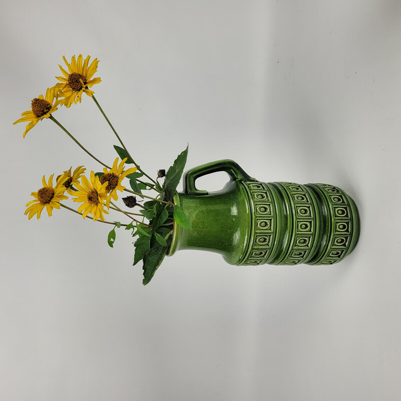 Vase vintage à glaçure verte, Allemagne 1970