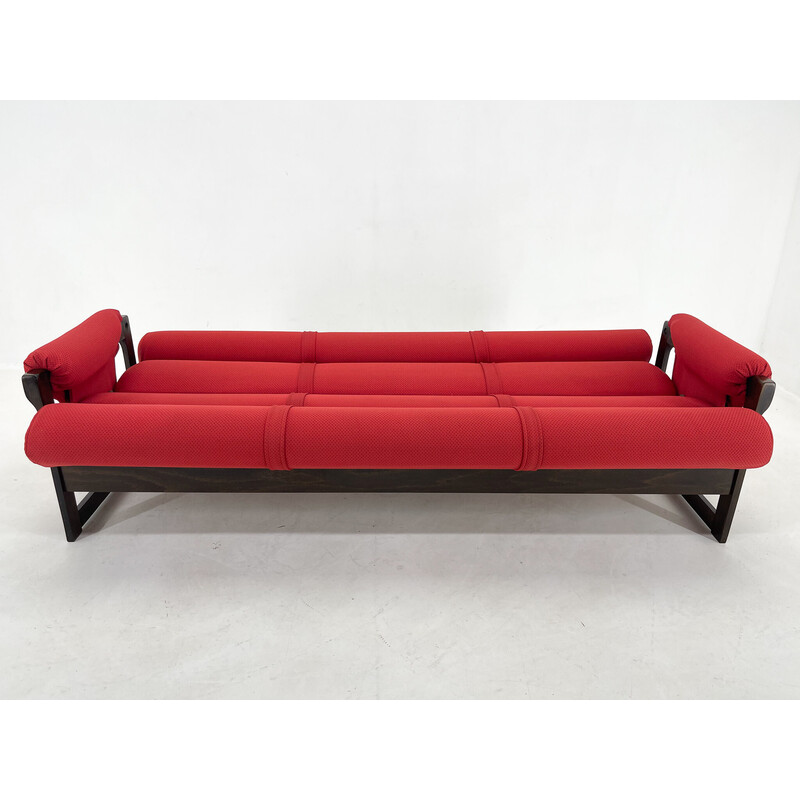 Mid-century red sofa bed, Czechoslovakia 1960s