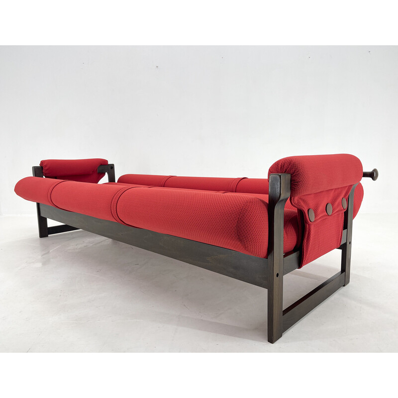 Mid-century red sofa bed, Czechoslovakia 1960s