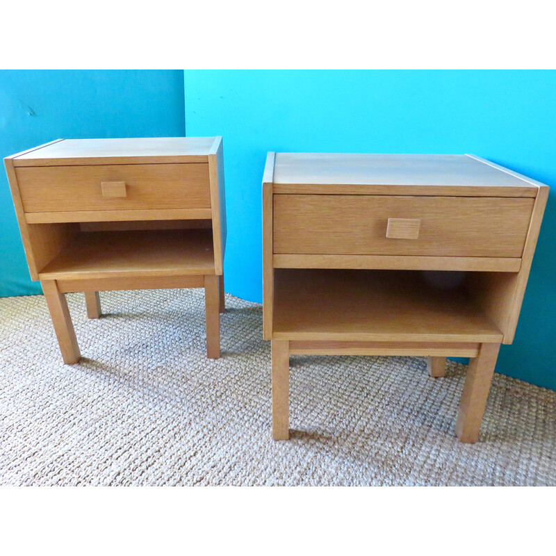 Pair of vintage oakwood night stands, Denmark 1970