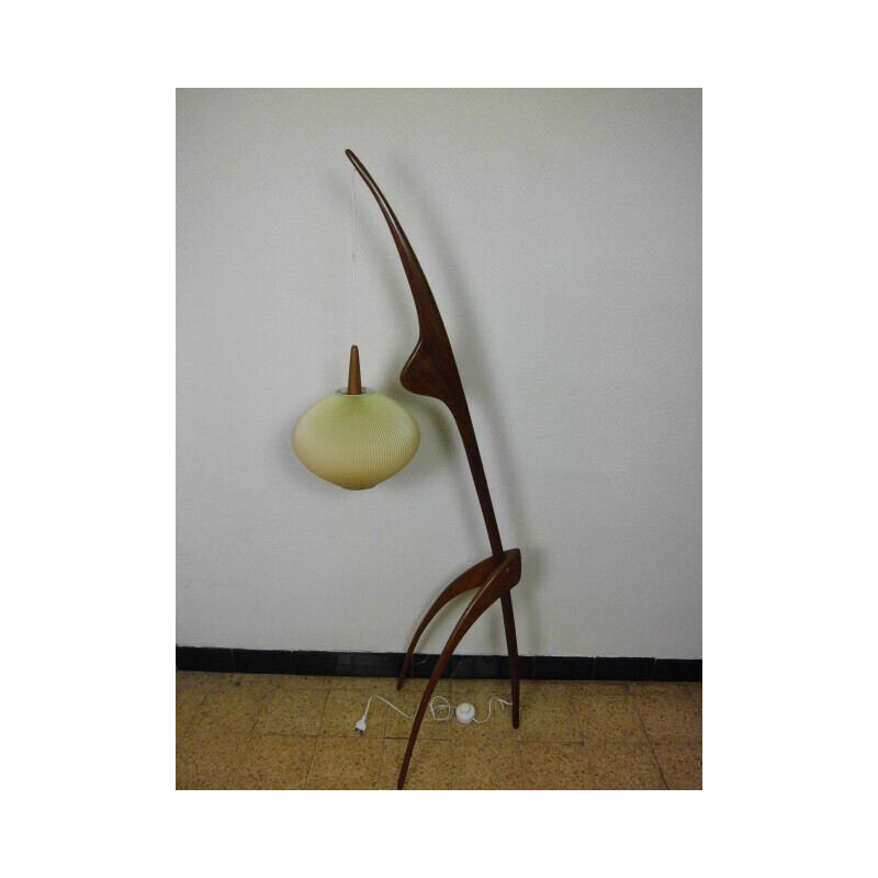 Vintage floor lamp "Praying Mantis" by Maison Rispal, 1950