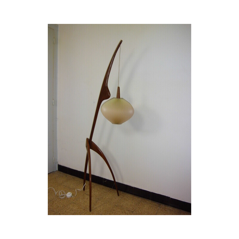 Vintage floor lamp "Praying Mantis" by Maison Rispal, 1950