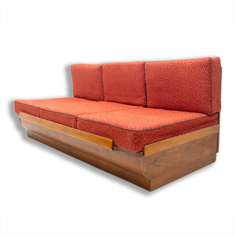 Sofabett aus Nussbaumholz von Jindrich Halabala für Up Zavody, Tschechoslowakei 1950er Jahre