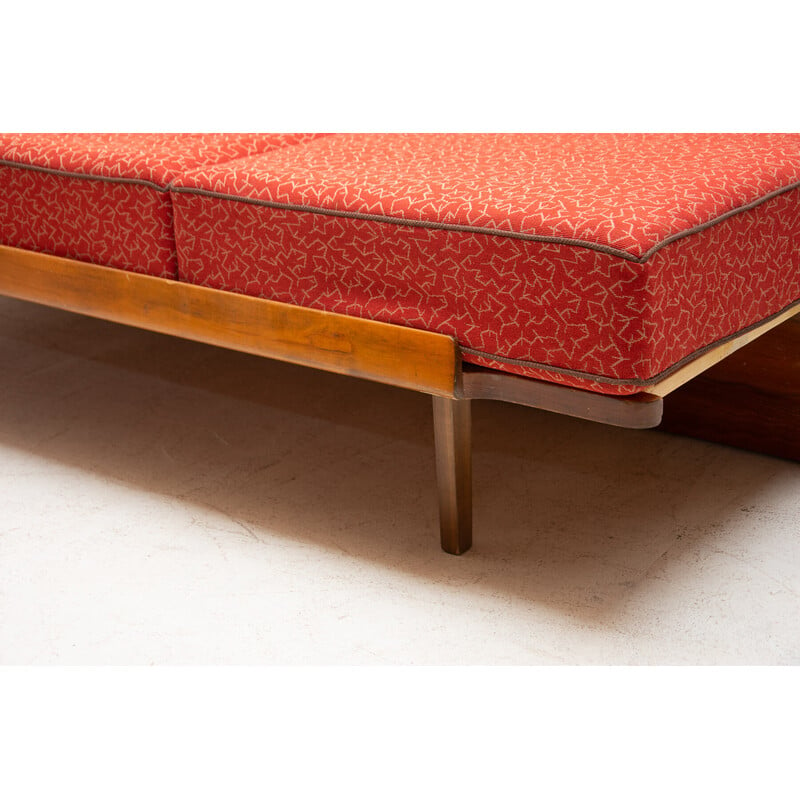 Vintage walnut sofabed by Jindrich Halabala for Up Zavody, Czechoslovakia 1950s