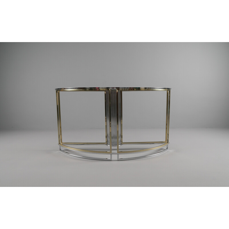 Vintage bicolor console with smoked glass top, Italy 1960s