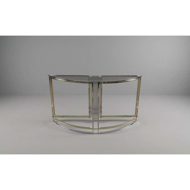 Vintage bicolor console with smoked glass top, Italy 1960s