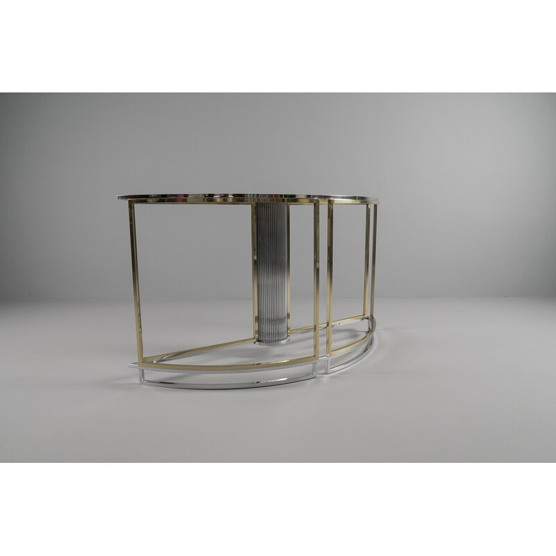 Vintage bicolor console with smoked glass top, Italy 1960s