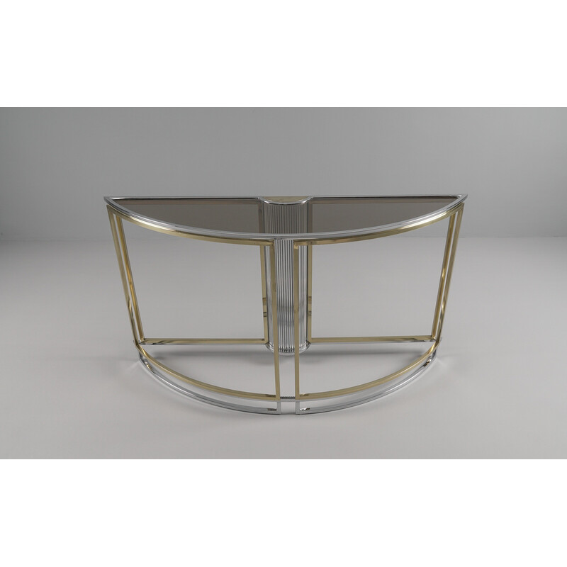 Vintage bicolor console with smoked glass top, Italy 1960s