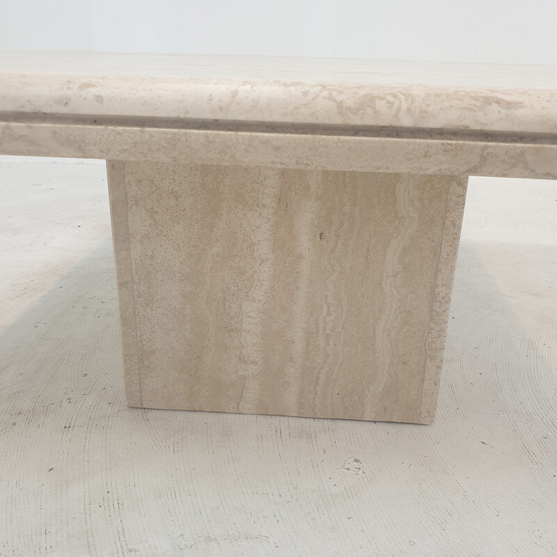 Italian vintage travertine coffee table, 1980s