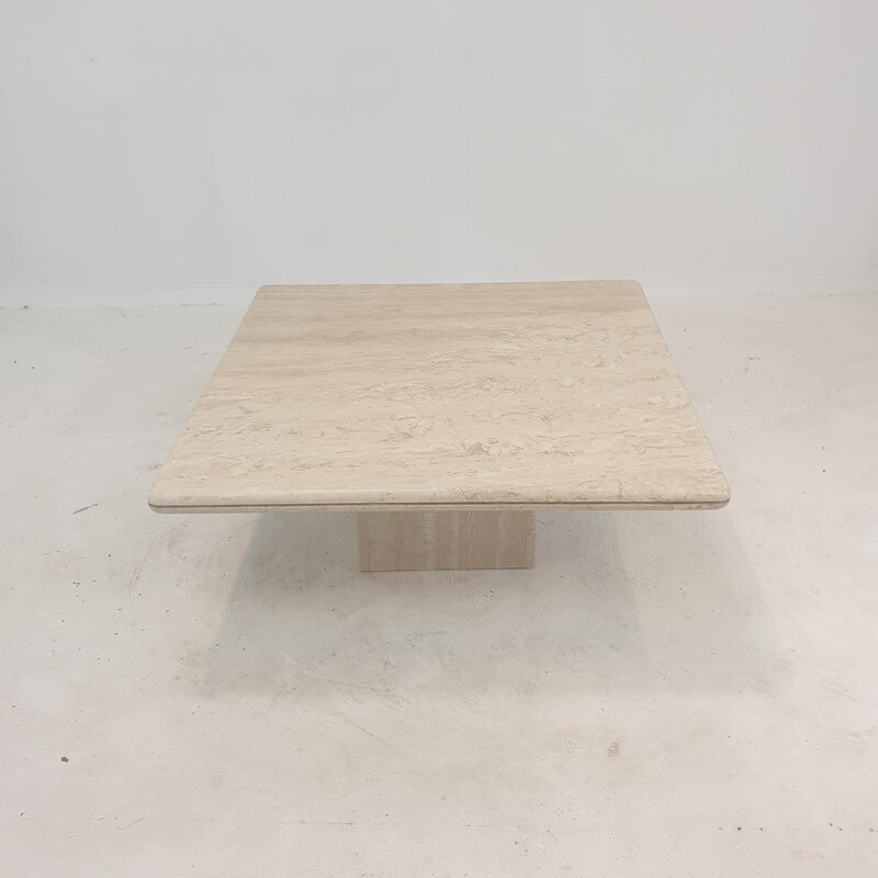 Italian vintage travertine coffee table, 1980s