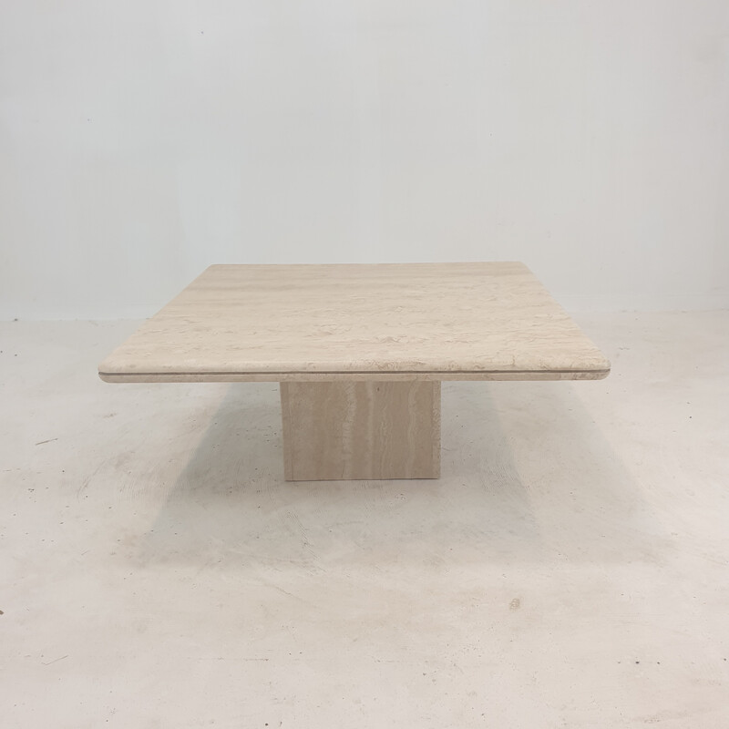 Italian vintage travertine coffee table, 1980s