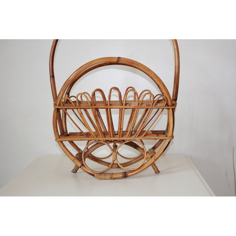 Vintage bamboo magazine rack, Italy 1960s