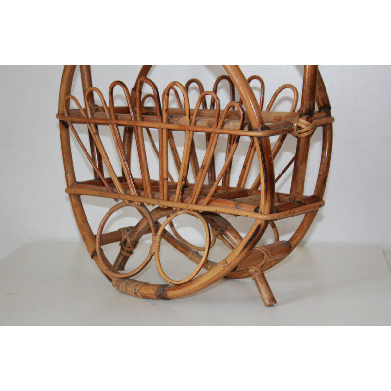 Vintage bamboo magazine rack, Italy 1960s